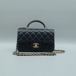CHANEL CF Navy Leather Satchel